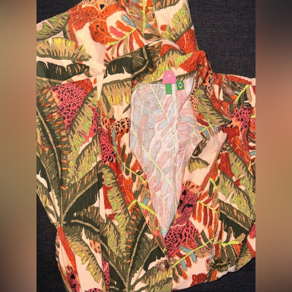 FARM Rio button up mini dress